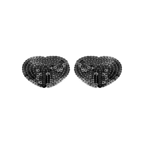 Caches-Tétons Sequin Coeurs Noirs