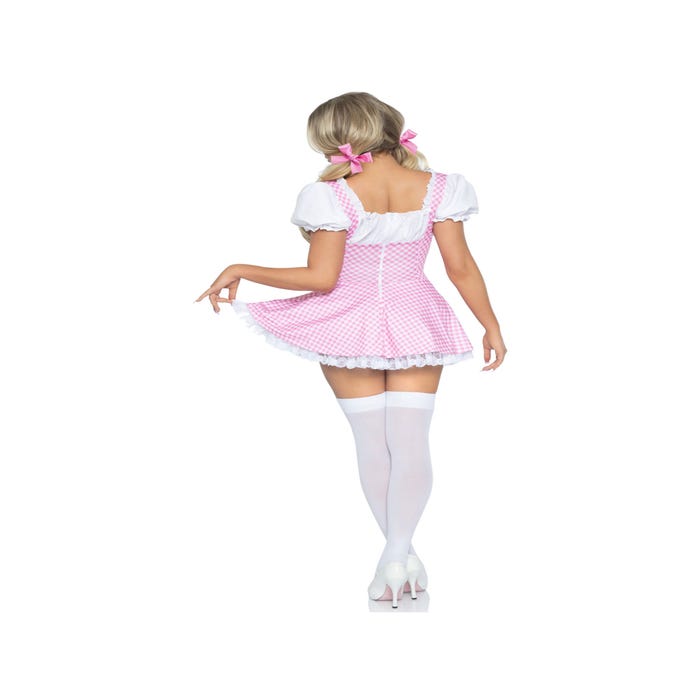 Robe Paysanne 86987 Motifs Vichy Blanche & Rose
