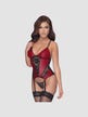 Guêpière Effet Cuir, Dentelle Rouge & Noire