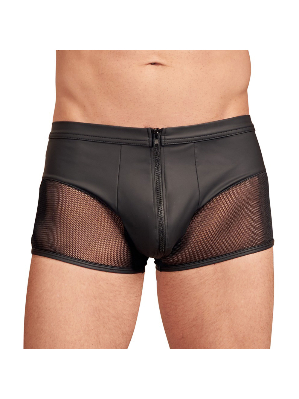 Boxer Effet Cuir Mat, Résille & Zip Noir main product photo