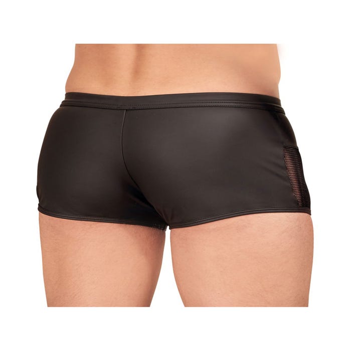 Boxer Effet Cuir Mat, Résille & Zip Noir