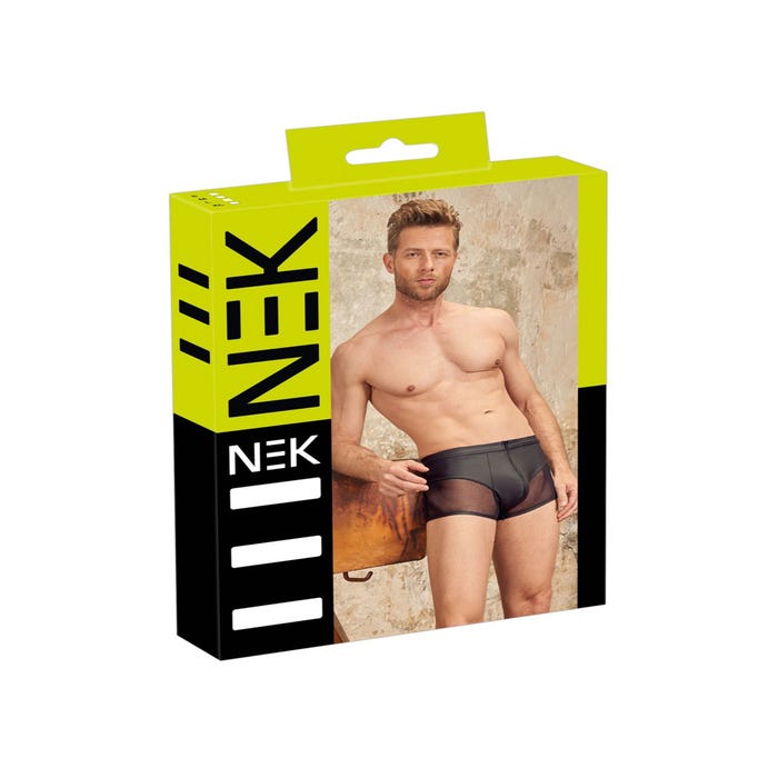 Boxer Effet Cuir Mat, Résille & Zip Noir