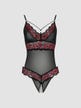 Body Maille Transparente, Dentelle Noir & Rose
