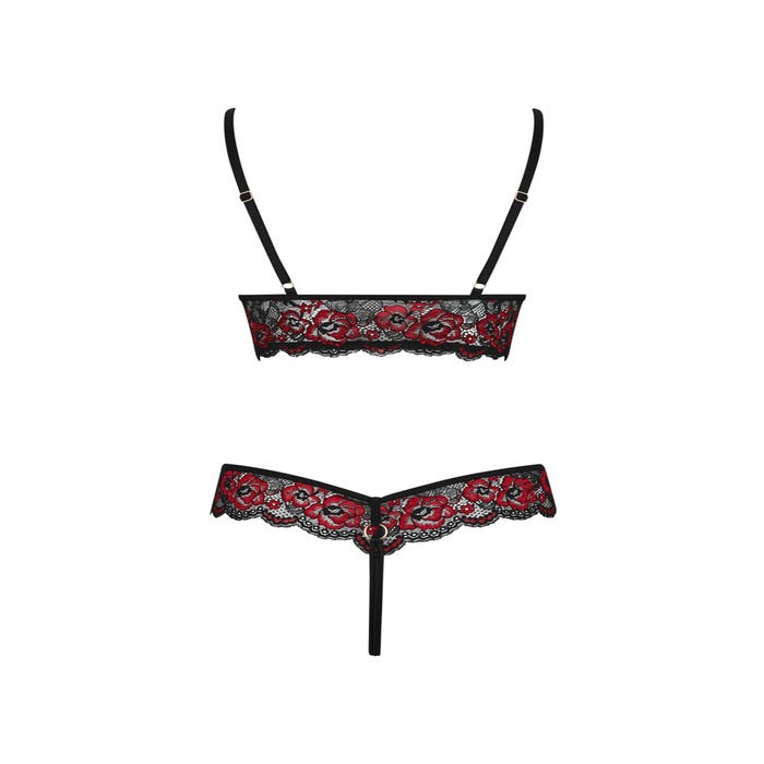 Body Maille Transparente, Dentelle Noir & Rose