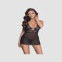 Nuisette Babydoll Maille Transparente, Dentelle Noire