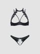 Ensemble 2 Pièces Ouvert Chaîne Stimulante, Dentelle Noir