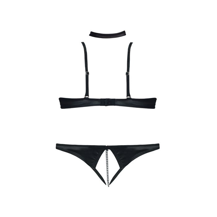 Ensemble 2 Pièces Ouvert Chaîne Stimulante, Dentelle Noir