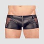 Boxer Wetlook Zip & Résille Noir