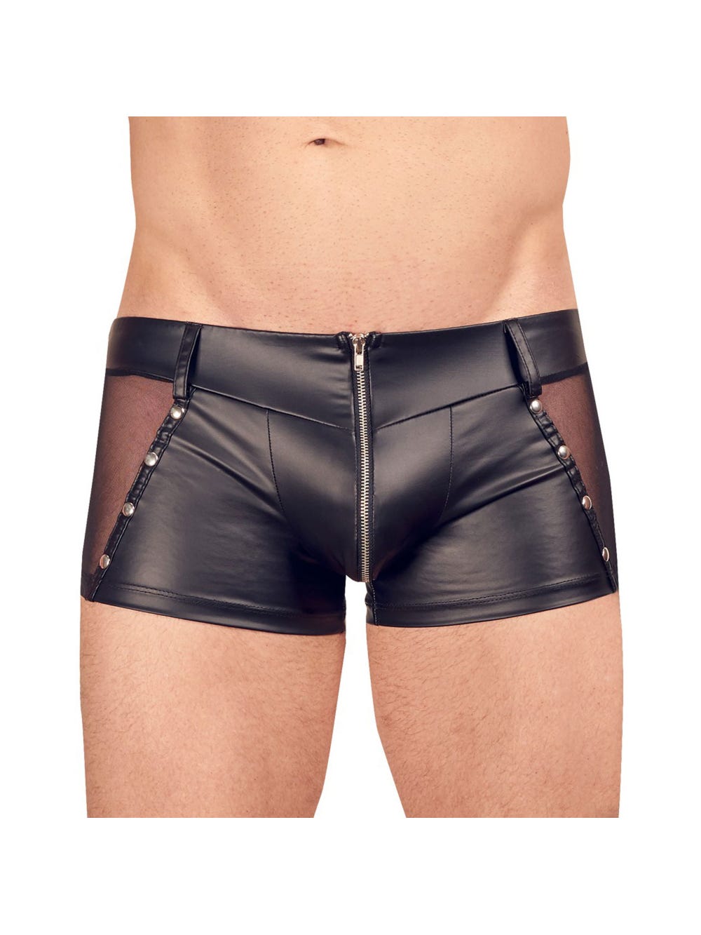 Boxer Wetlook Zip & Résille Noir main product photo