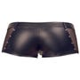 Boxer Wetlook Zip & Résille Noir