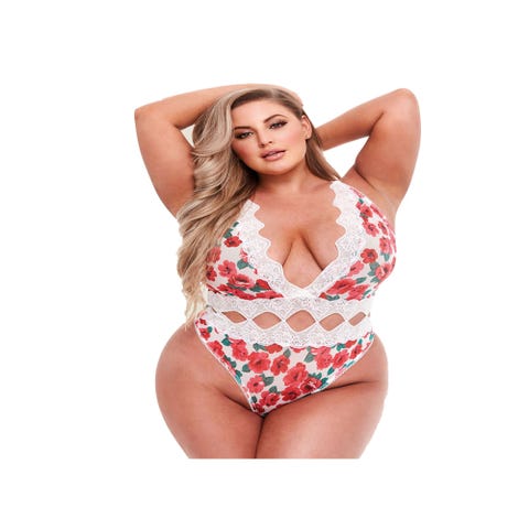 Body Motifs Floraux, Dentelle Rouge & Blanc GT