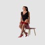 Bas ST118 20 DEN Dentelle Rouges & Argent
