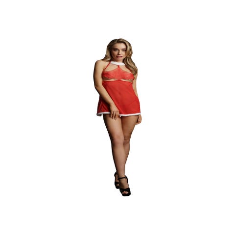 Nuisette Mère Noël Babydoll Rouge