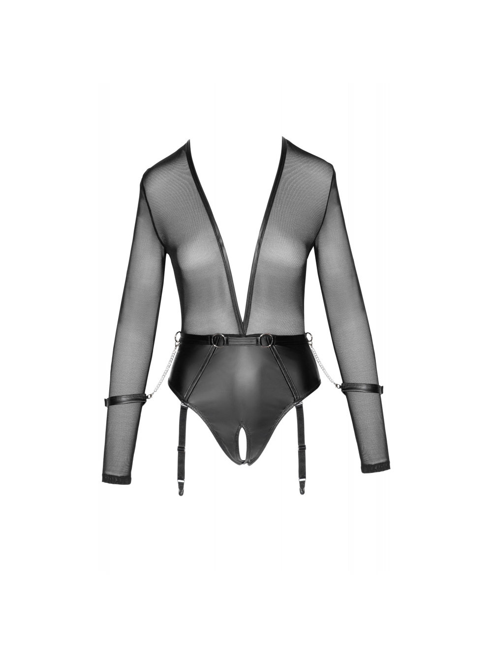 Body Ouvert Anneaux & Menottes Noir