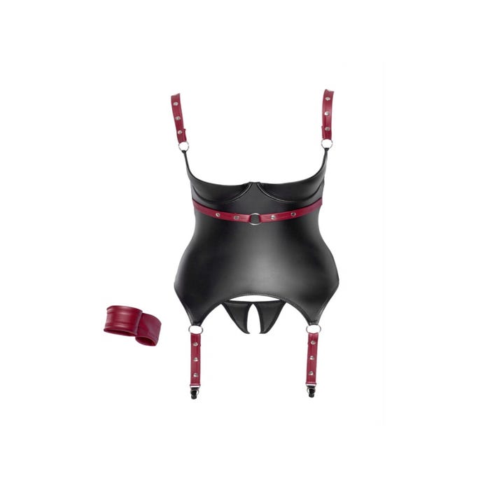 Guêpière Quart Cup Sangles Noire & Rouge