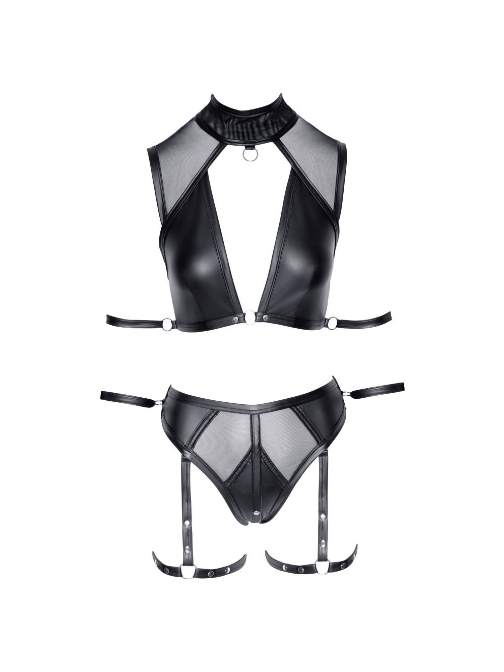 Ensemble 2 Pièces Harnais Effet Cuir Noir main product photo
