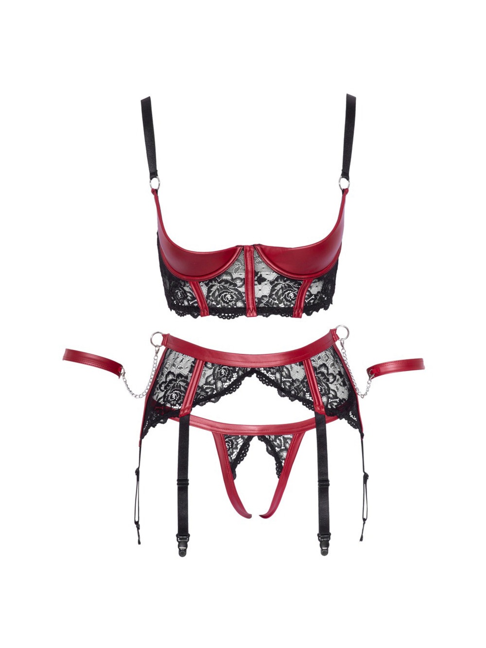 Ensemble 3 Pièces Effet Cuir & Dentelle main product photo
