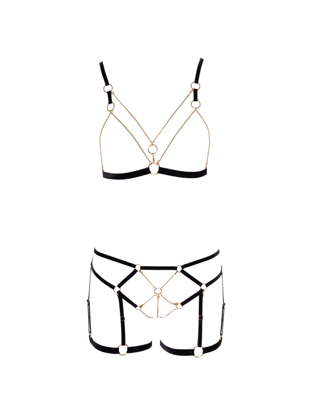 Ensemble 2 Pièces Harnais & Chaînettes Or Noir main product photo