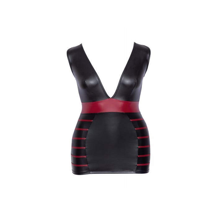 Robe Effet Cuir Mat Noire & Rouge