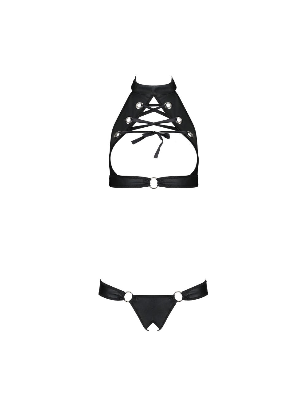 Ensemble 2 Pièces Ouvert Malwia Leather Collection Noir main product photo