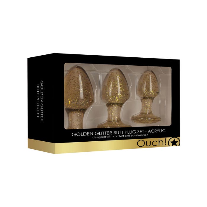 Kit de 3 Plugs Anal Acrylique Glitter