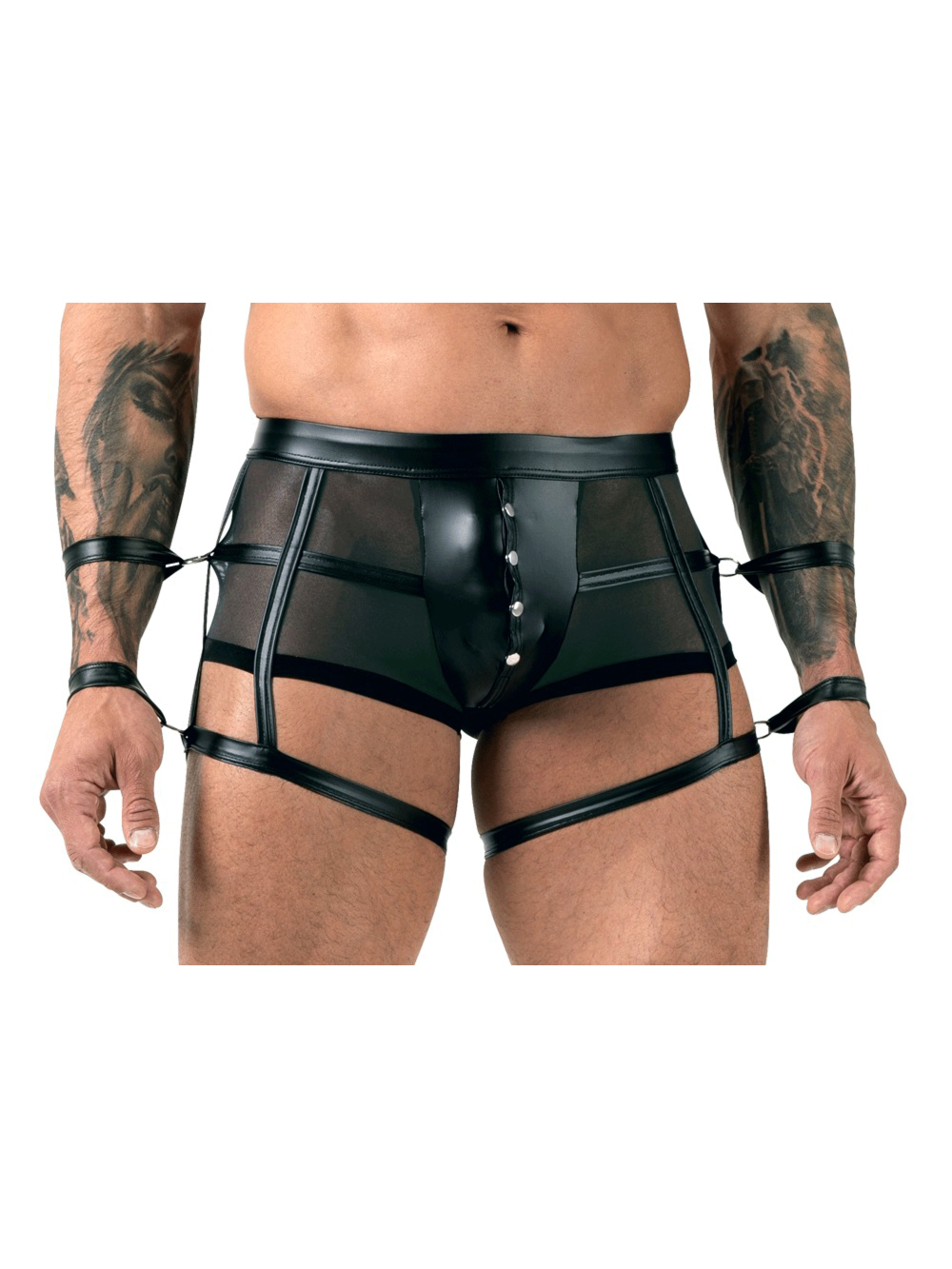 Boxer Transparent Harnais & Menottes Noir main product photo