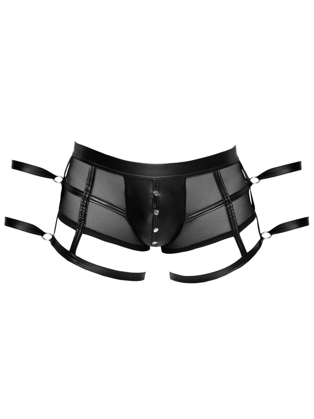 Boxer Transparent Harnais & Menottes Noir
