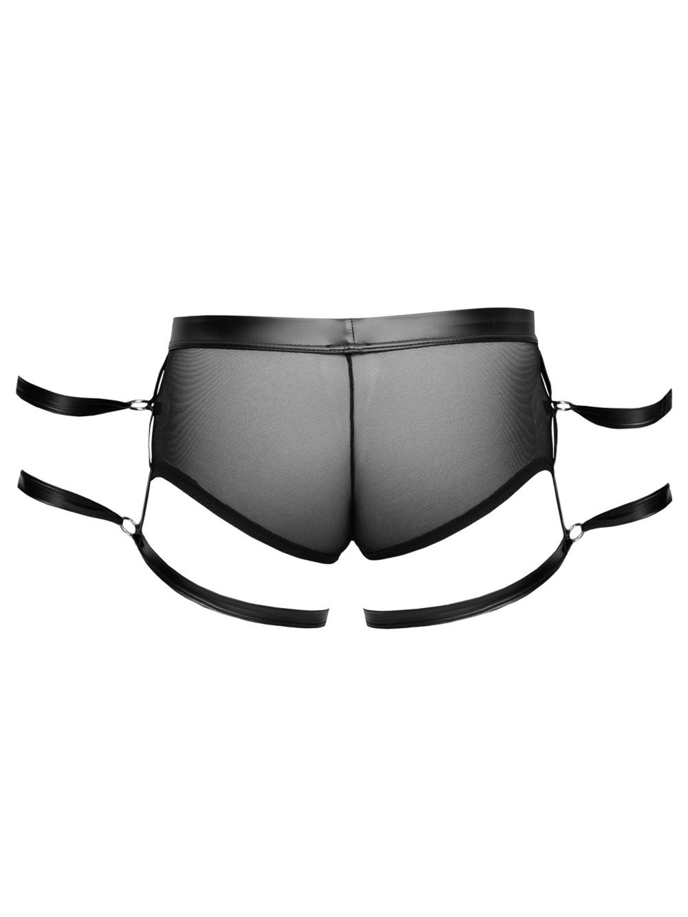 Boxer Transparent Harnais & Menottes Noir