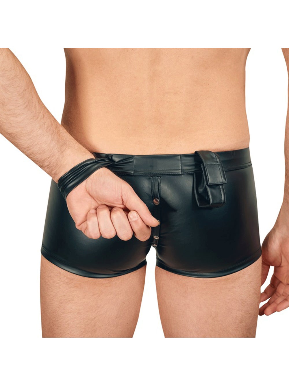Boxer Simili Cuir Avec Menottes Noir 3