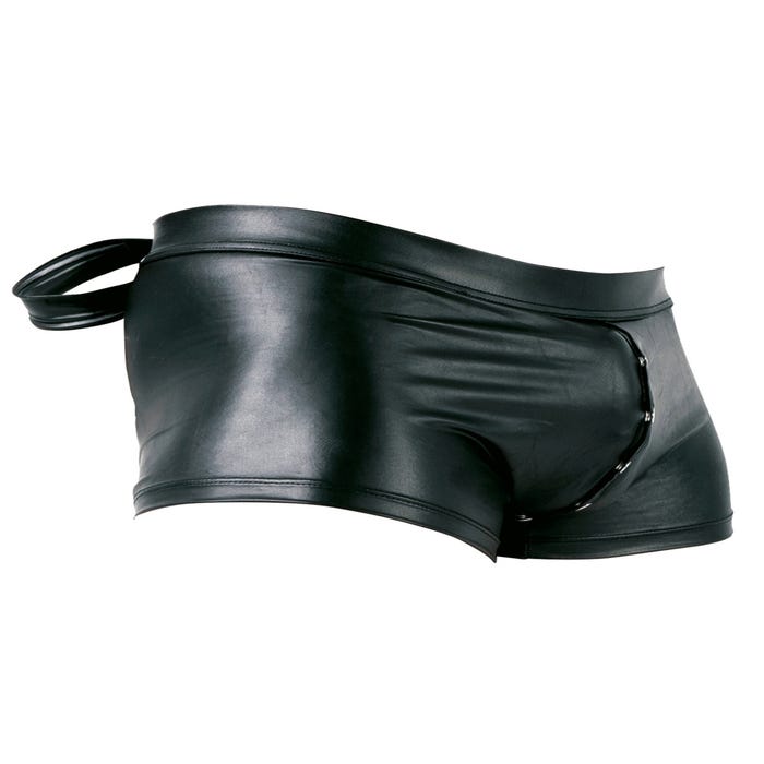 Boxer Simili Cuir Avec Menottes Noir