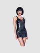 Mini Robe Simili Cuir & Laçage CR4481 Noire