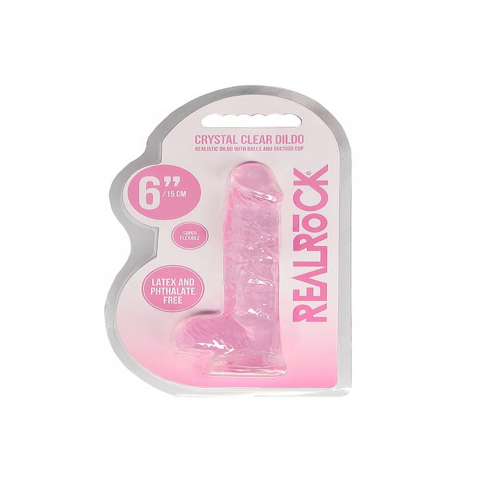 Gode avec Testicules Crystal Clear 15,2 cm