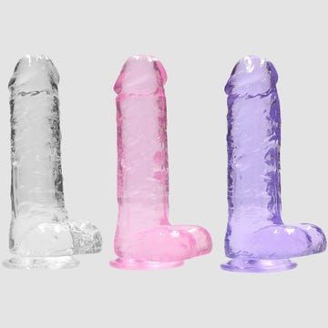 Gode avec Testicules Crystal Clear 22,9 cm