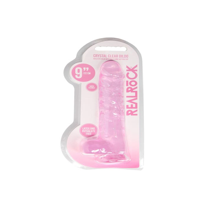 Gode avec Testicules Crystal Clear 22,9 cm