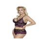 Ensemble 2 Pièces Dentelle et Lanières Noir & Violet GT
