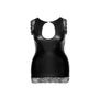 Robe Effet Cuir Mat & Dentelle Noire