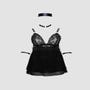 Nuisette Babydoll Dentelle, Sangles & Menottes Noire GT