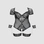 Body Ouvert, Jarretières & Menottes Dentelle Noir