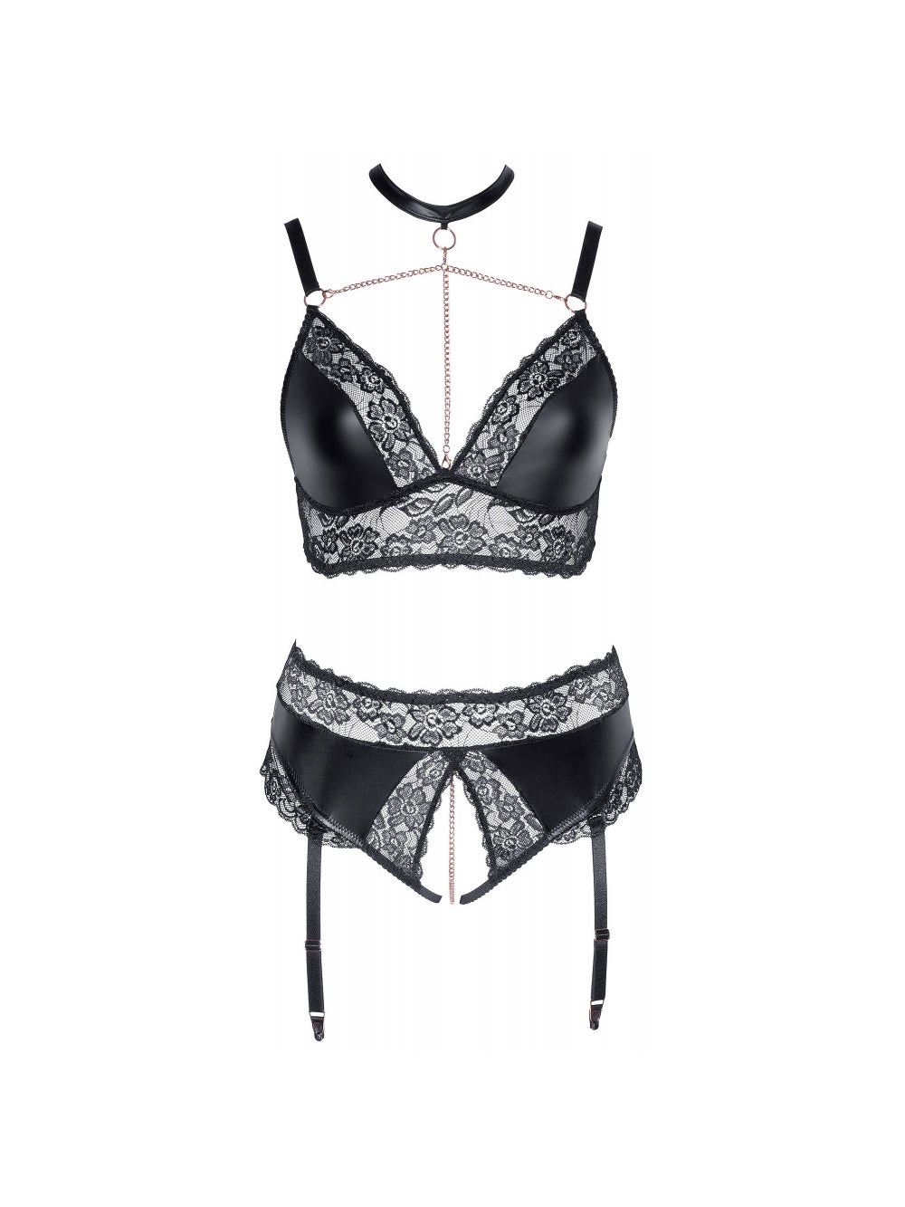 Ensemble 2 Pièces Wetlook & Dentelle Noir GT 3