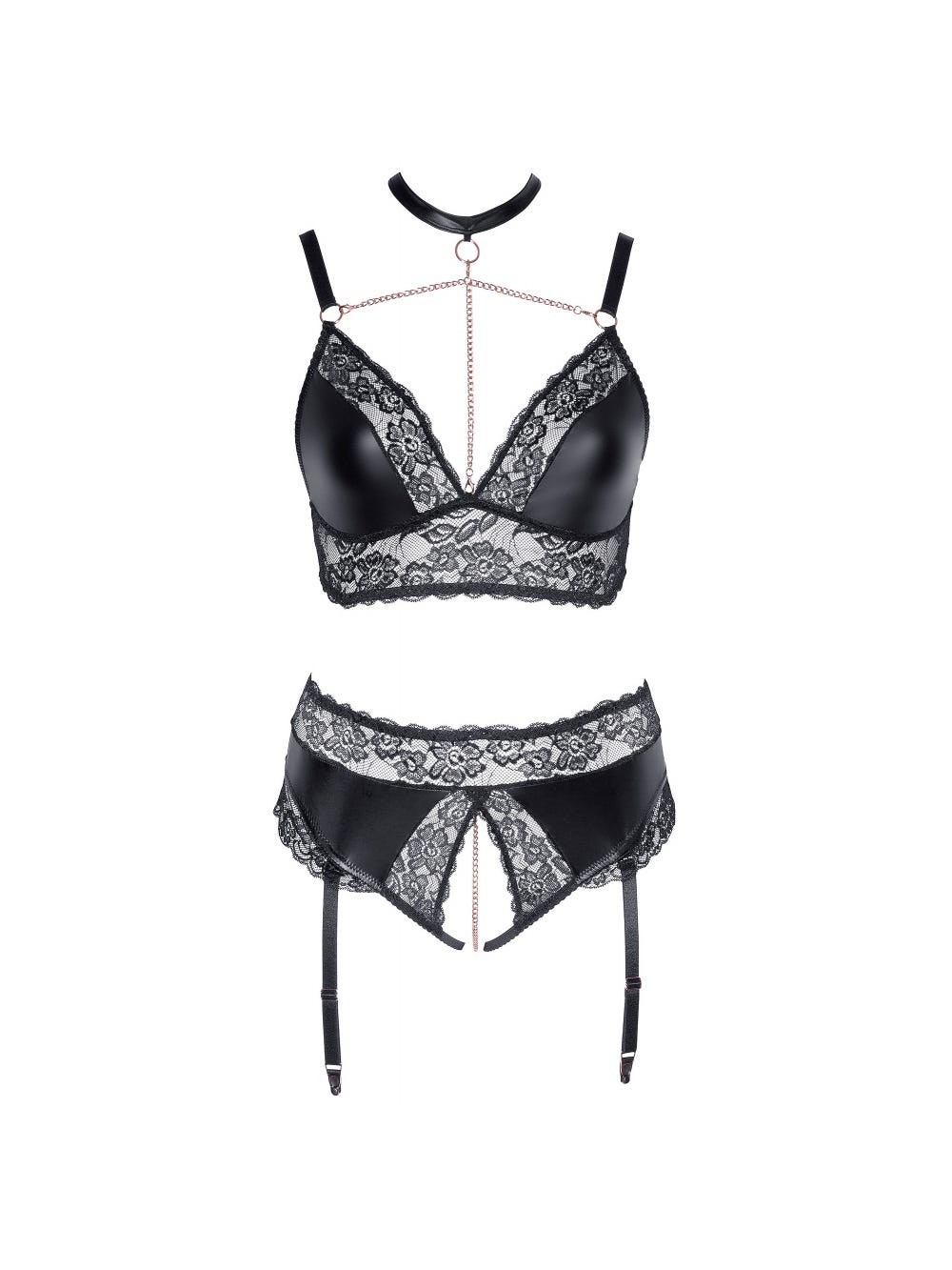 Ensemble 2 Pièces Wetlook & Dentelle Noir GT main product photo