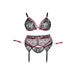 Ensemble 3 Pièces Ouvert Dentelle, Sangles et Menottes Rouge & Noir GT