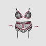 Ensemble 3 Pièces Ouvert Dentelle, Sangles et Menottes Rouge & Noir GT