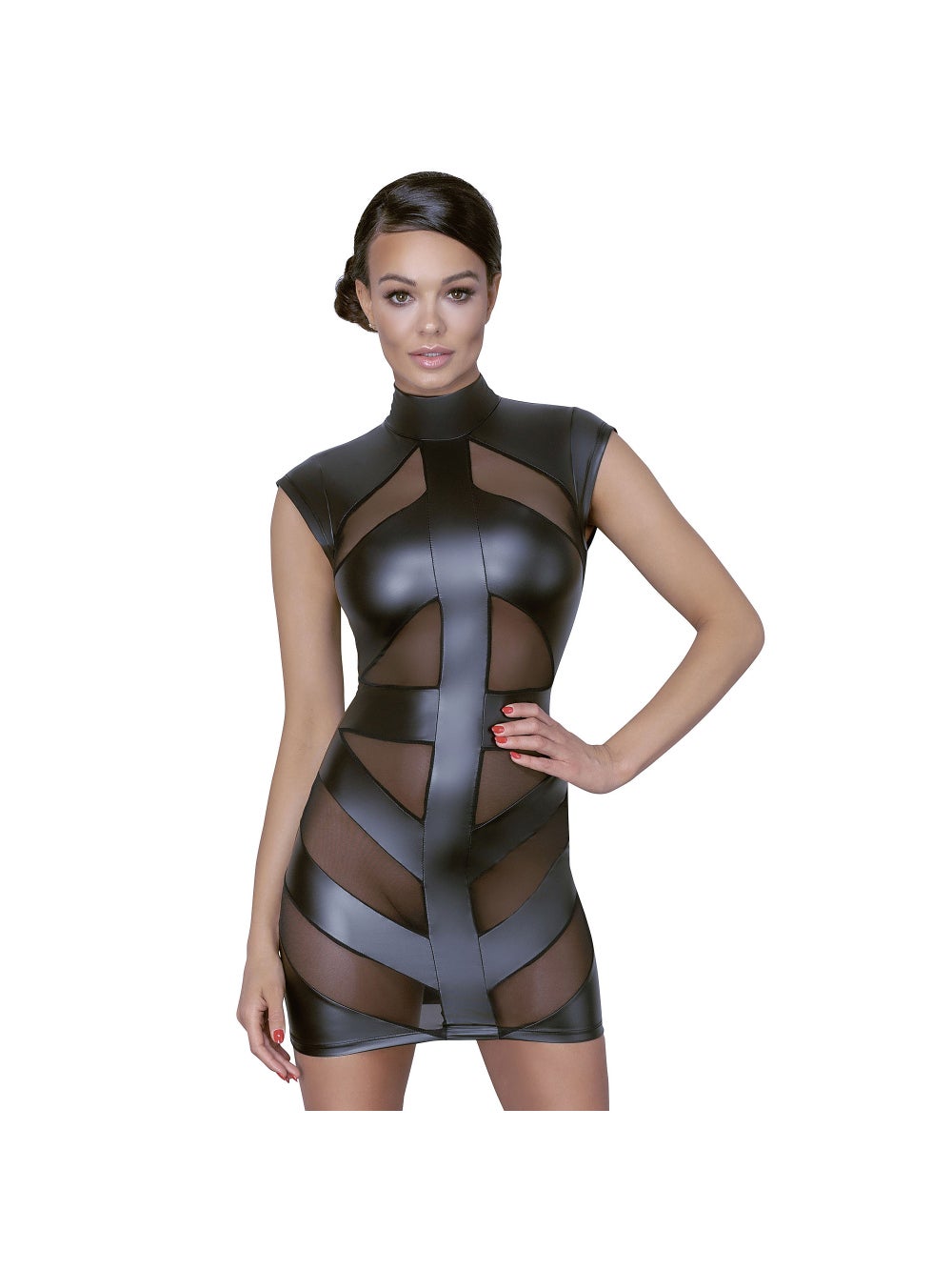 Robe Transparente Avec Motif Effet Cuir Noire 3