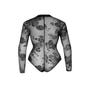 Body Transparent Motif Floral Noir