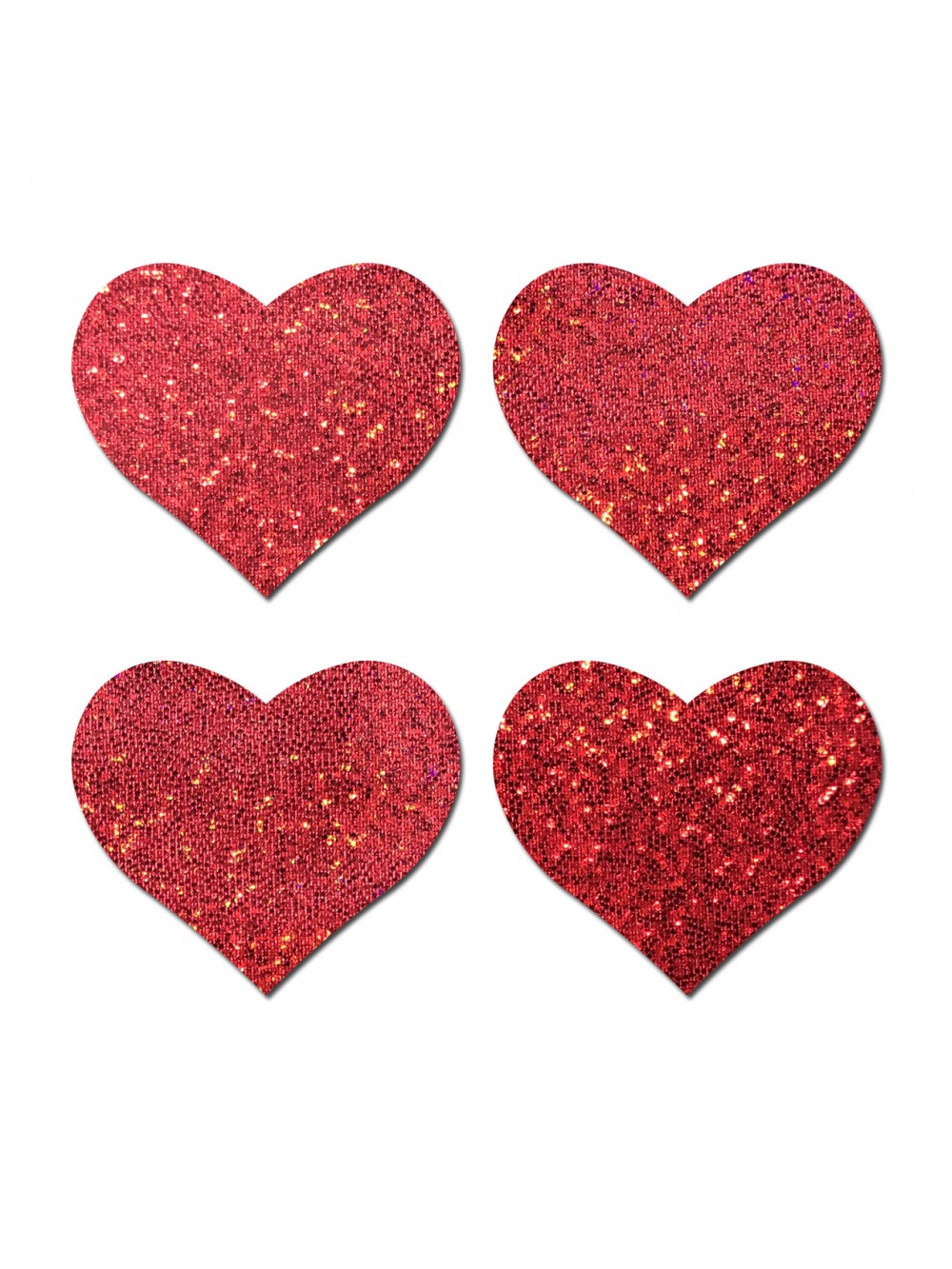 4 Cache-Tétons Coeur Glitter Rouges