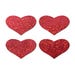 4 Cache-Tétons Coeur Glitter Rouges