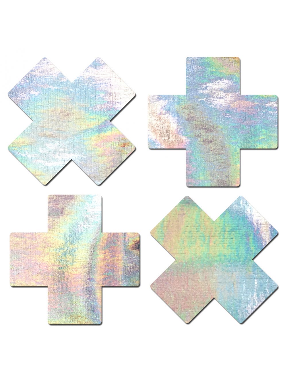 4 Cache-Tétons Croix Holographique Argent main product photo