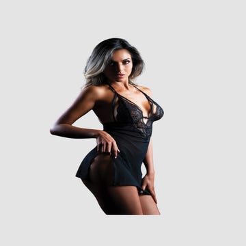 Nuisette Babydoll Dentelle Coeur Noire