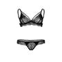 Ensemble 2 Pièces Ajouré Dentelle Coeur Noir