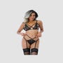 Ensemble 2 Pièces Lanières & Dentelle Florale Noir